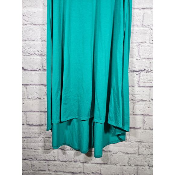 LulaRoe Teal Women's Carly TShirt Dress Short Sleeve Size XS Front Pocket - Picture 6 of 7